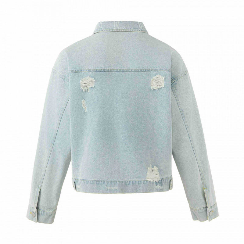 Unisex Boxige Jeansjacke im Worker‑Look mit Metallapplikationen und Pattentaschen Nord Taschen
