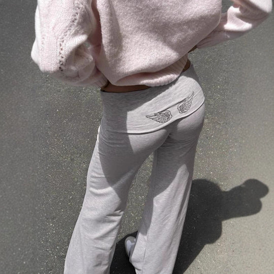Damen Weite Palazzo-Yoga-Hose mit hohem Umschlagbund Nord Taschen