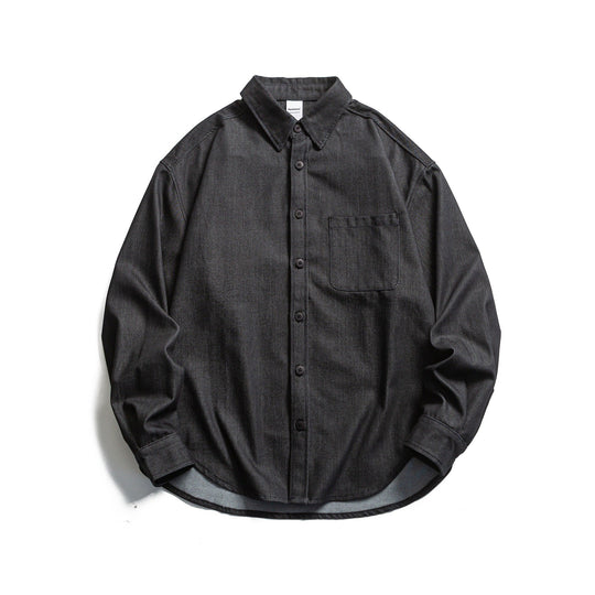 Herren Boxy Hemdjacke aus robustem Twill mit abgerundetem Saum Nord Taschen