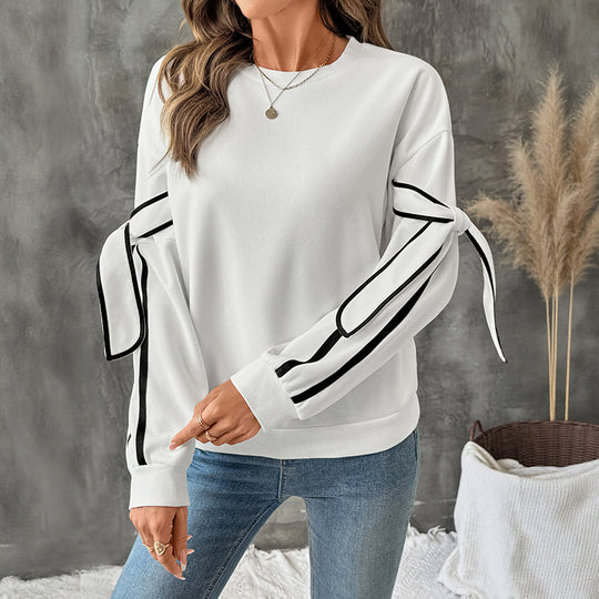 Damen Oversize-Sweatshirt mit Schleifenärmeln und Kontrastpaspel Nord Taschen