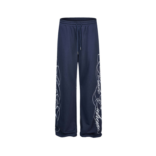 Damen Weiche Loungehose mit weitem Bein, elastischem Bund und Statementdruck Nord Taschen