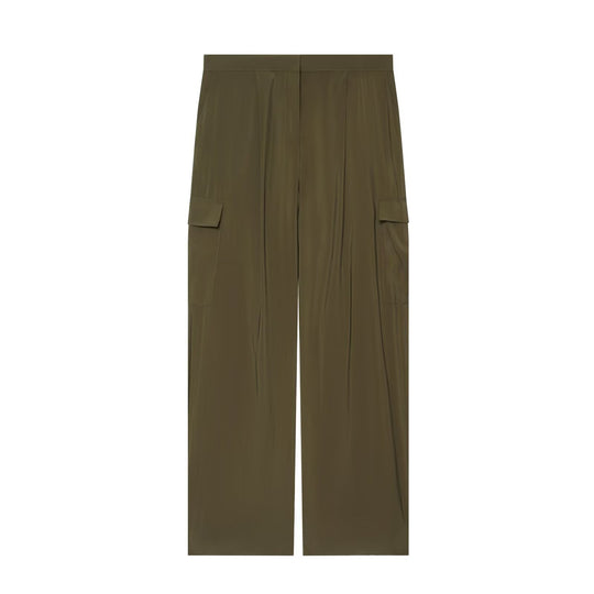 Damen Zweiteiliges Ensemble aus plissiertem Cropped-Blouson mit Stehkragen und weiter Cargo-Hose Nord Taschen