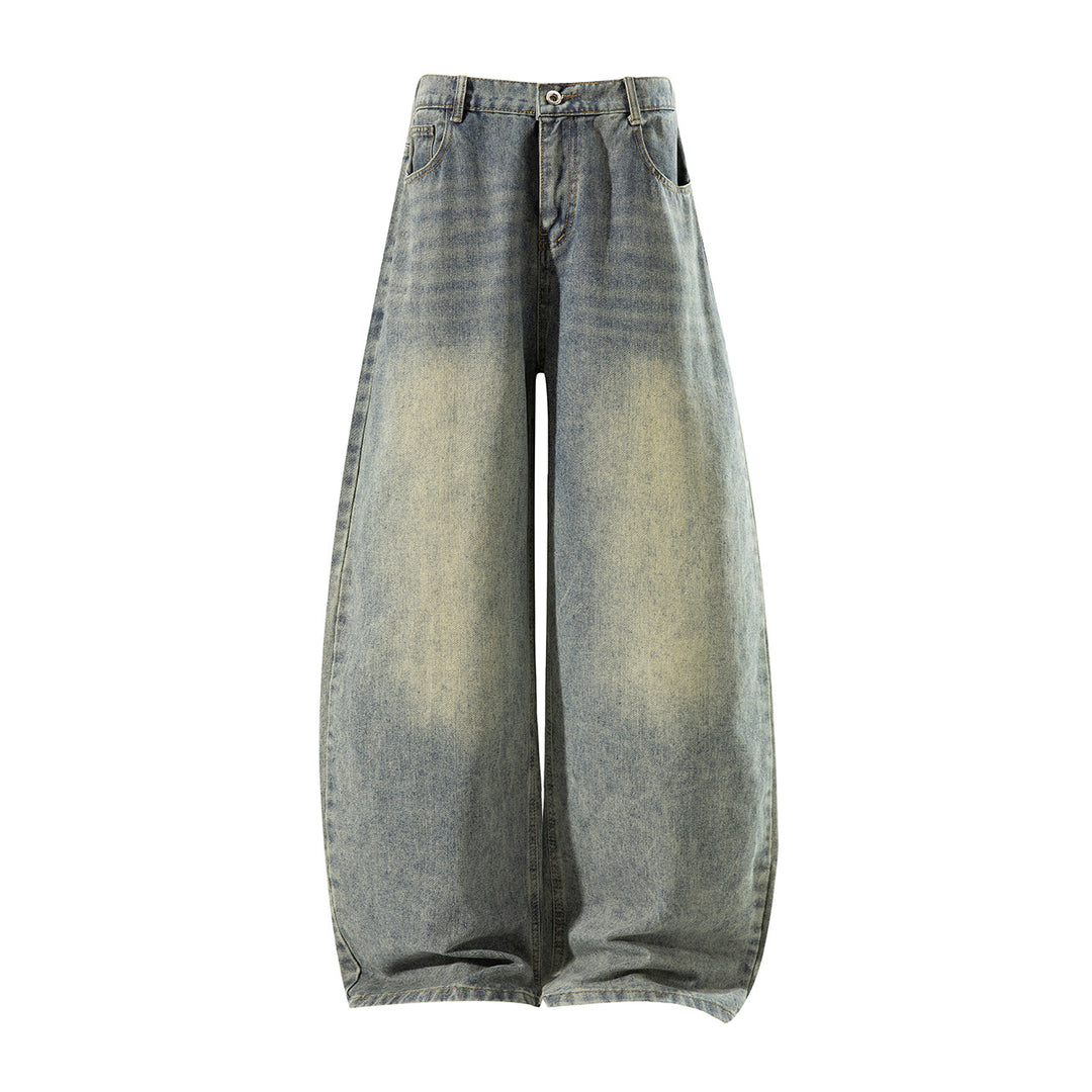 Damen Weite High‑Waist Baggy‑Jeans mit Ballon‑Silhouette und Used‑Waschung Nord Taschen