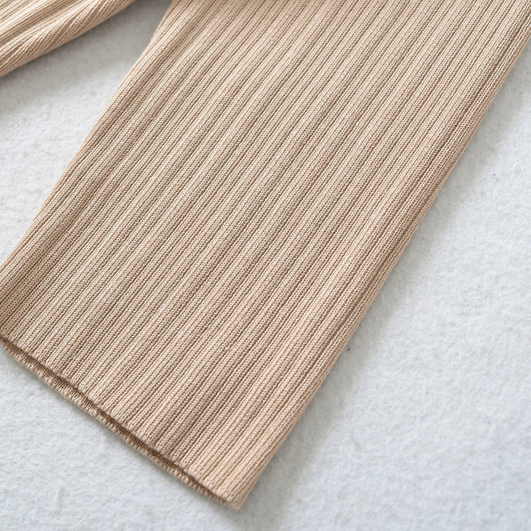 Damen Geripptes Midikleid mit quadratischem Ausschnitt und dreiviertelärmeln Nord Taschen