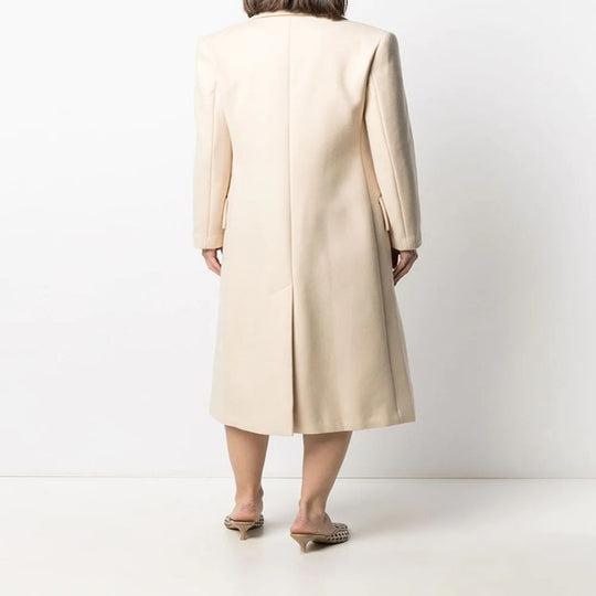 Damen Midilanger Tailoring-Mantel aus Wollmix mit schmalem Revers und kaschierendem Fall Nord Taschen