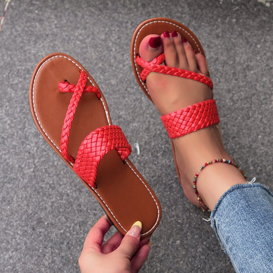 Damen bequeme Riemchen-Sandalen mit geflochtenem Design