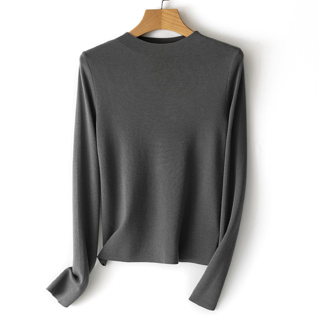 Damen Feinstrick-Pullover mit kurzem Stehkragen und schmaler Silhouette Nord Taschen