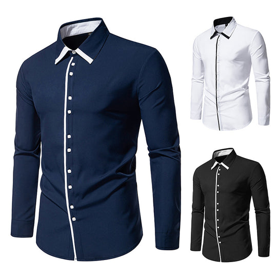 Herren Tailliertes Business‑Hemd mit Kontrastpaspel und Kentkragen Nord Taschen