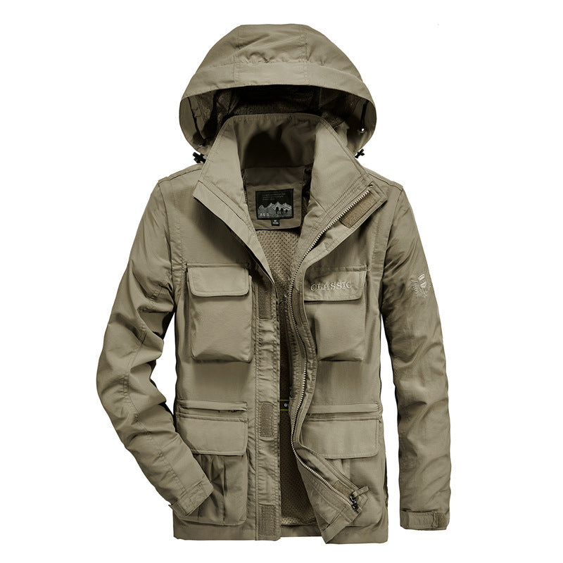 Herren Feldparka mit abnehmbarer Kapuze, atmungsaktivem Meshfutter und vielseitigen Fronttaschen Nord Taschen