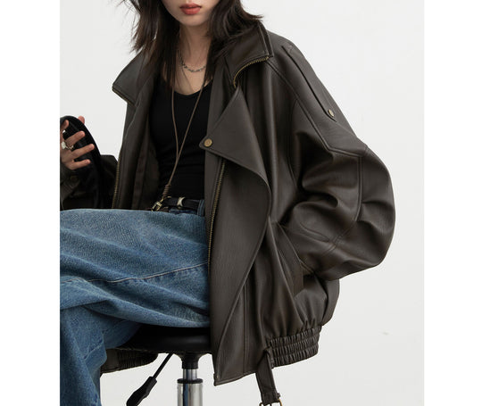 Damen Stilvolle Lederjacke Nord Taschen