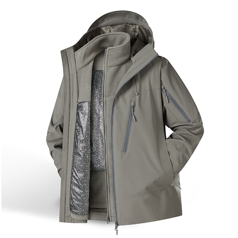 Damen Zweiteiliges wasserdichtes Funktionsjacken-Set mit herausnehmbarer Fleece-Innenjacke Nord Taschen