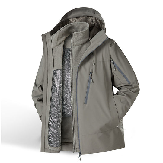 Damen Zweiteiliges wasserdichtes Funktionsjacken-Set mit herausnehmbarer Fleece-Innenjacke Nord Taschen