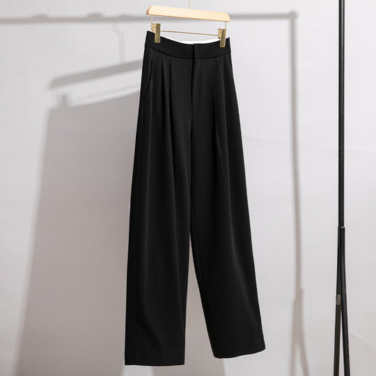 Damen Hochtaillierte Plissee-Bundhose mit weitem Bein Nord Taschen