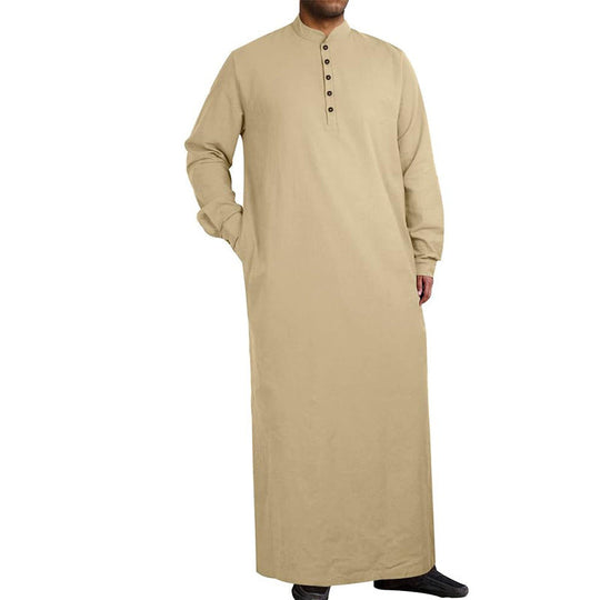Herren moderner Kaftan mit Knopfleisten-Design und weichem Baumwollmaterial Nord Taschen