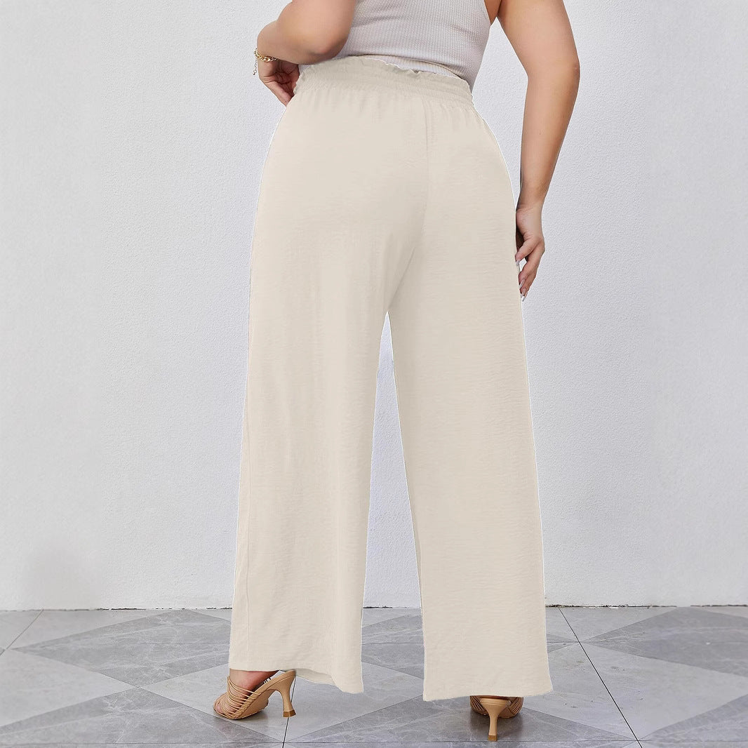 Damen Weite Culotte-Hose in Leinenoptik mit Paperbag-Taille, Bindegürtel und Eingrifftaschen Nord Taschen