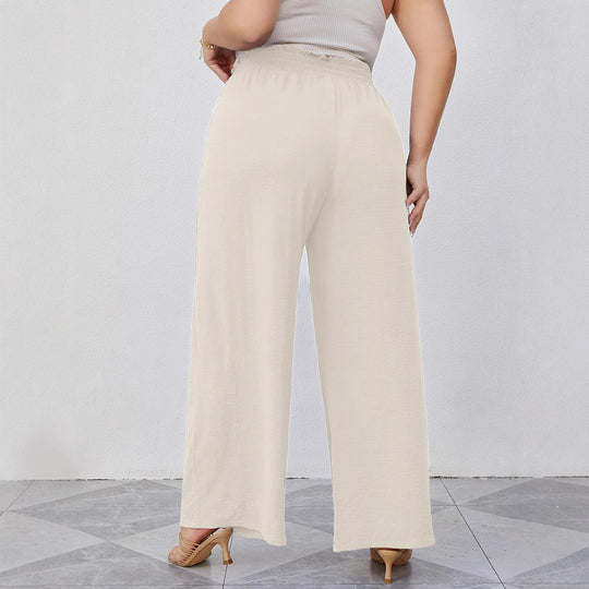 Damen Weite Culotte-Hose in Leinenoptik mit Paperbag-Taille, Bindegürtel und Eingrifftaschen Nord Taschen