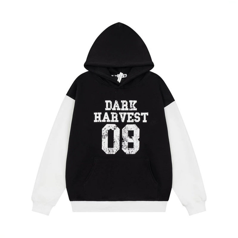 Damen Kapuzen-Sweatshirt im College-Style mit Kontrastärmeln, Kängurutasche und Vintage-Print Nord Taschen