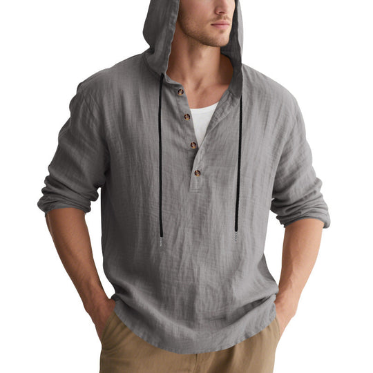 Herren lässiges Kapuzenhemd mit Knopfleiste und hochwertigem Baumwollmaterial
