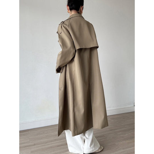 Damen Oversize Mantel im Trench-Stil mit Raglanärmeln und doppelreihiger Knopfleiste Nord Taschen