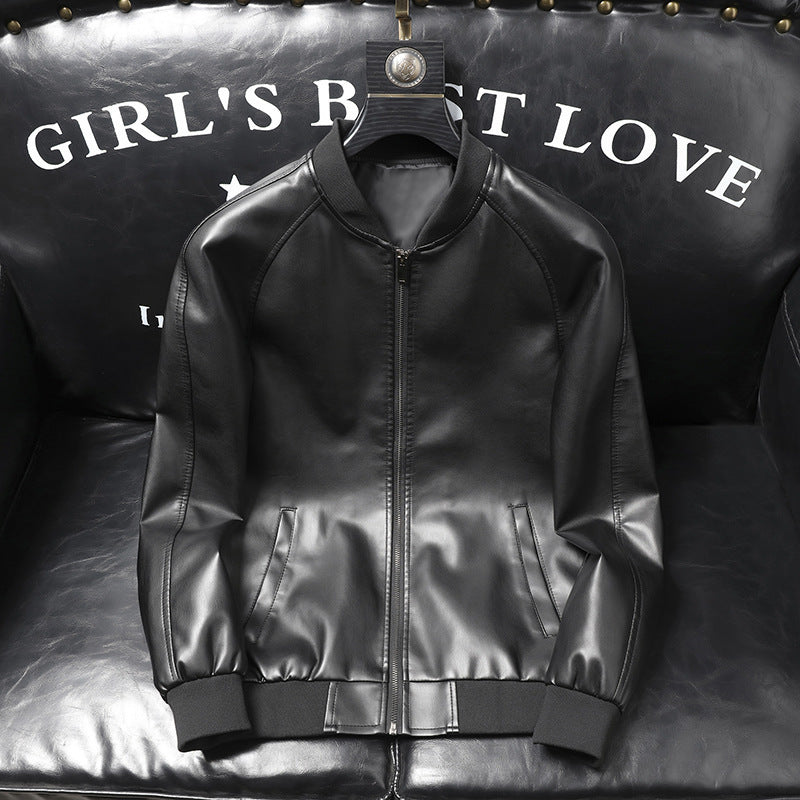 Herren schlanker Kunstleder-Bomber im minimalistischen Aviator‑Look mit geripptem Saum Nord Taschen
