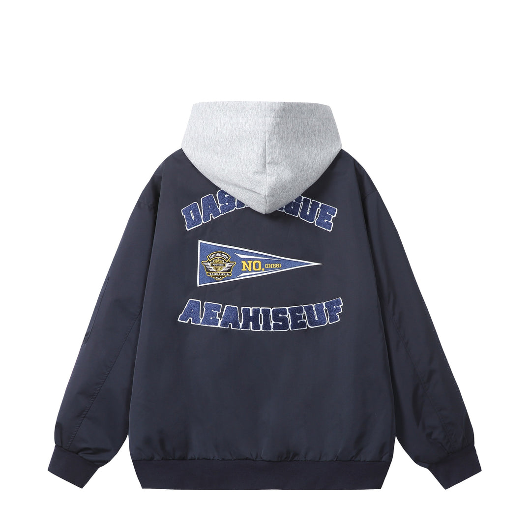 Unisex Boxy-Mehrlagige Bomberjacke mit integrierter Kapuze und Collegiate-Patch Nord Taschen