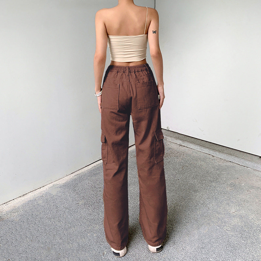 Damen High‑Waist Cargo-Jeanshose im Relaxed-Fit mit weitem Bein Nord Taschen