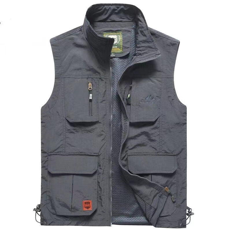 Herren Multifunktionale Outdoor‑Weste mit Mesh‑Futter, Reißverschluss‑Taschen und verstellbarem Saum Nord Taschen