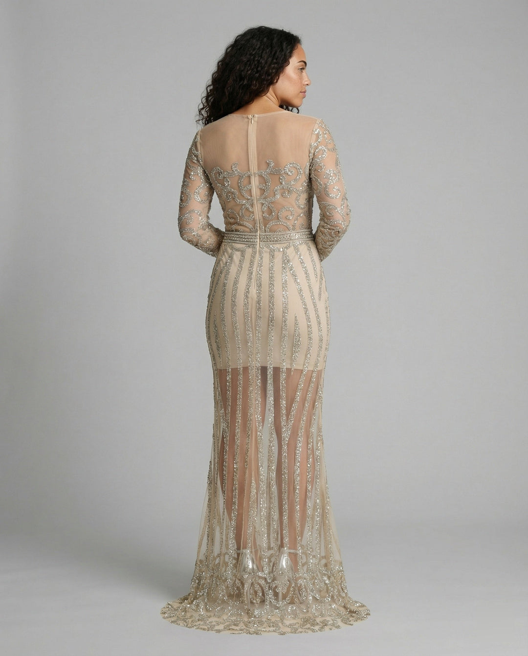 Damen-Nachtschlaf Ballkleid mit Halbtransparentem Stoff und Juwelen - Vittorelli