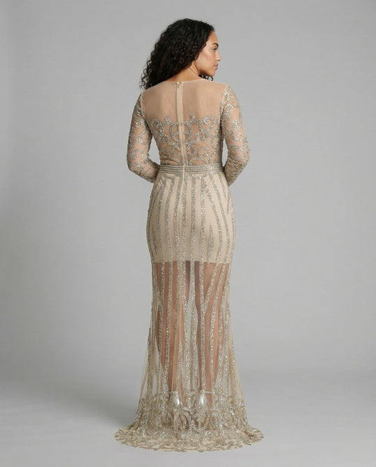 Damen-Nachtschlaf Ballkleid mit Halbtransparentem Stoff und Juwelen - Vittorelli