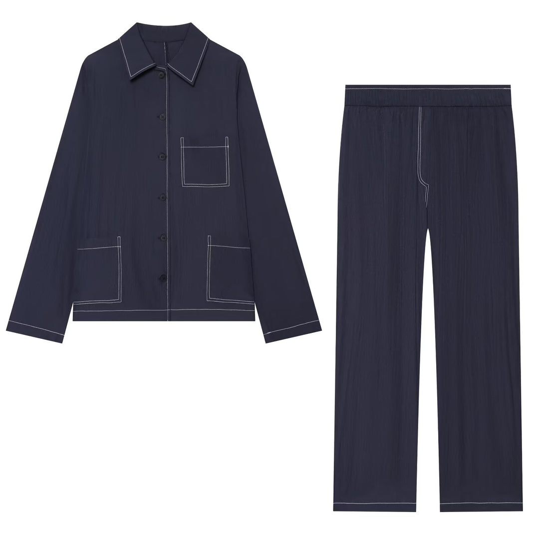 Damen Weite Culotte-Hose mit elastischem Bund und kontrastierender Ziernaht Nord Taschen