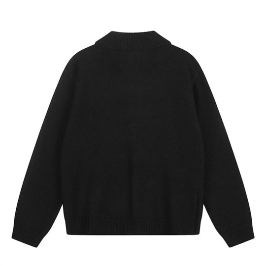 Damen Strick-Cardigan mit Hemdkragen, Knopfleiste und Statement-Patch Nord Taschen