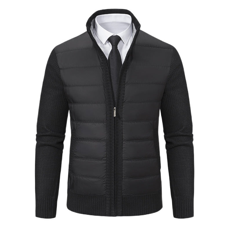 Herren gesteppte Hybrid-Strickjacke mit Stehkragen Reißverschluss und Eingrifftaschen Nord Taschen