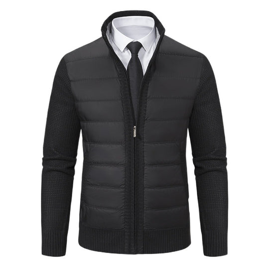Herren gesteppte Hybrid-Strickjacke mit Stehkragen Reißverschluss und Eingrifftaschen Nord Taschen