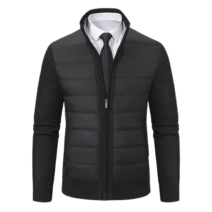 Herren gesteppte Hybrid-Strickjacke mit Stehkragen Reißverschluss und Eingrifftaschen Nord Taschen