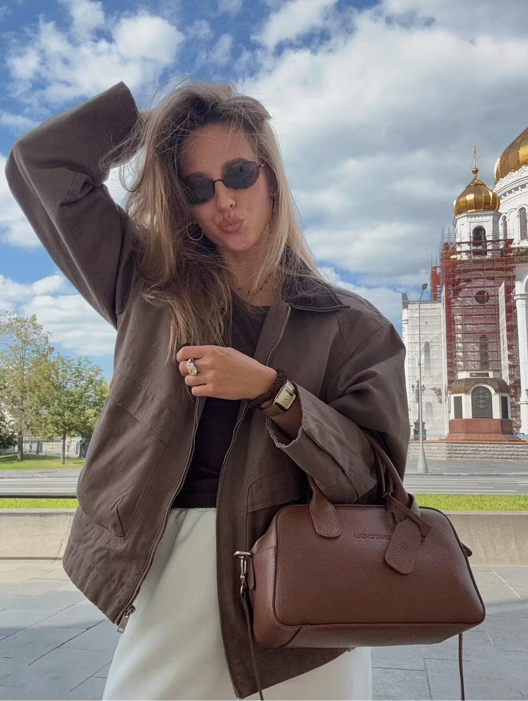 Damen Strukturierte Lederhandtasche mit Top-Handle und abnehmbarem Schulterriemen Nord Taschen