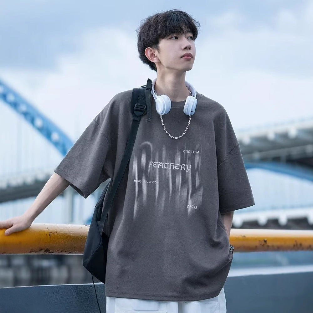 Herren Übergrößes T-Shirt mit kreativem Druck Nord Taschen