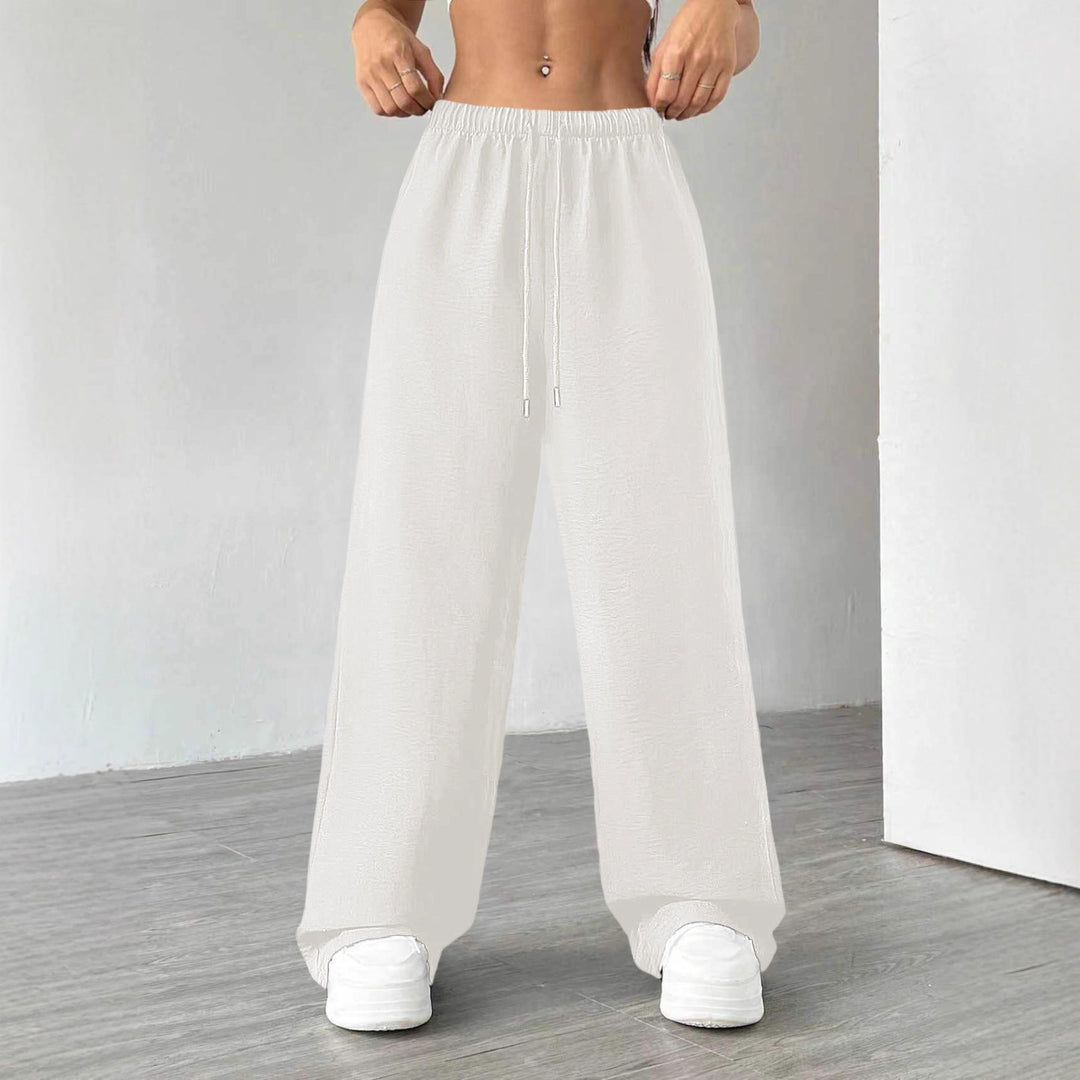 Damen Weite Lounge-Hose mit hohem Elastikbund und Kordelzug Nord Taschen