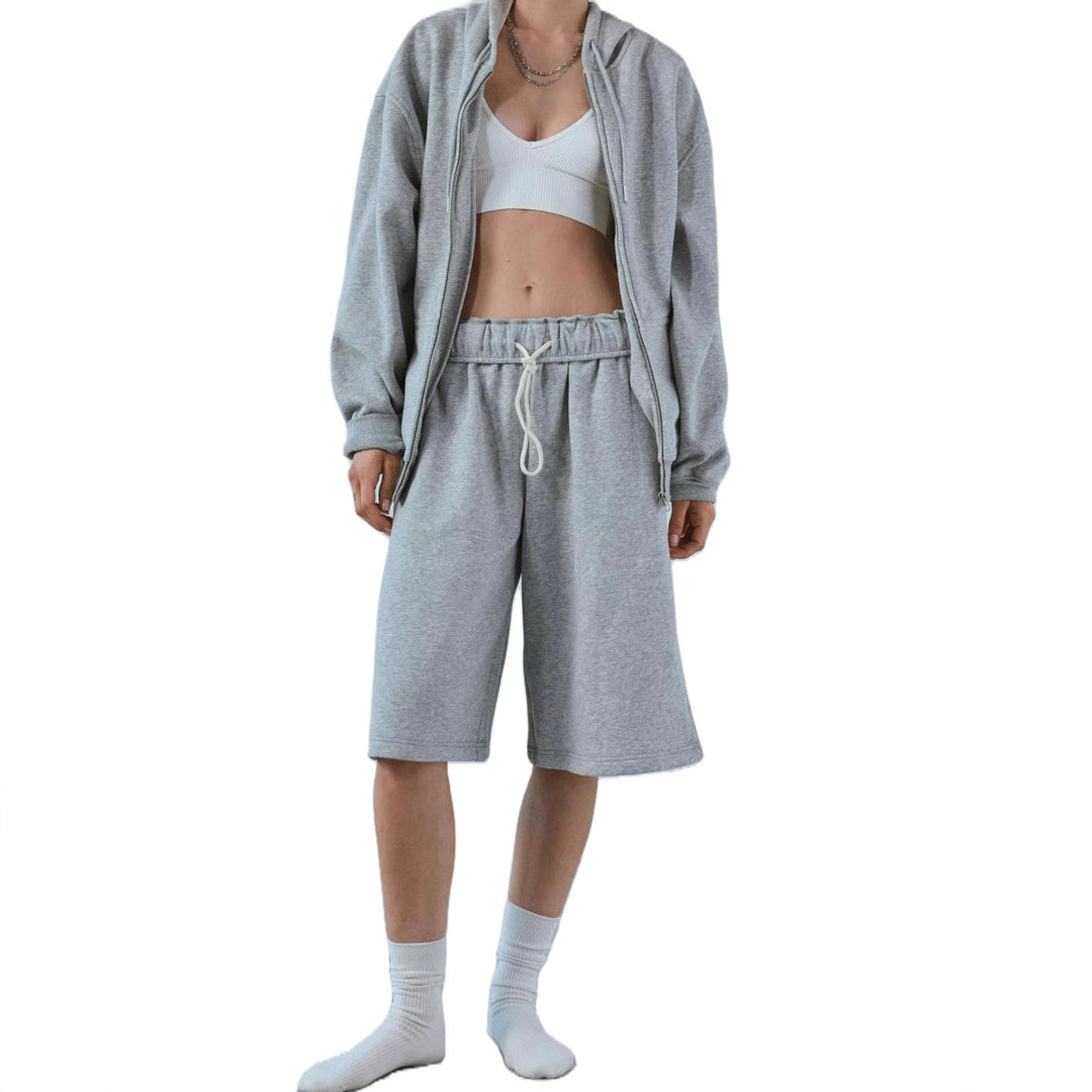 Damen Lässiges Sweatshirt und Shorts Set Nord Taschen