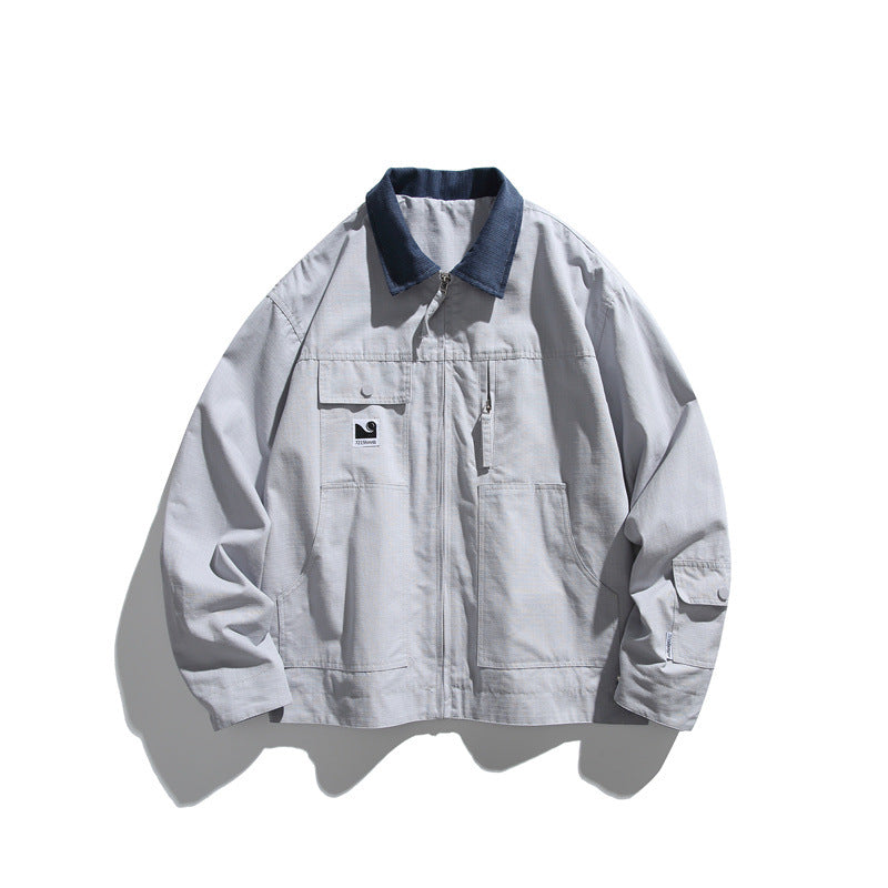 Herren Boxy-Workwear-Blousonjacke mit Kontrastkragen und Mehrfach-Taschen Nord Taschen