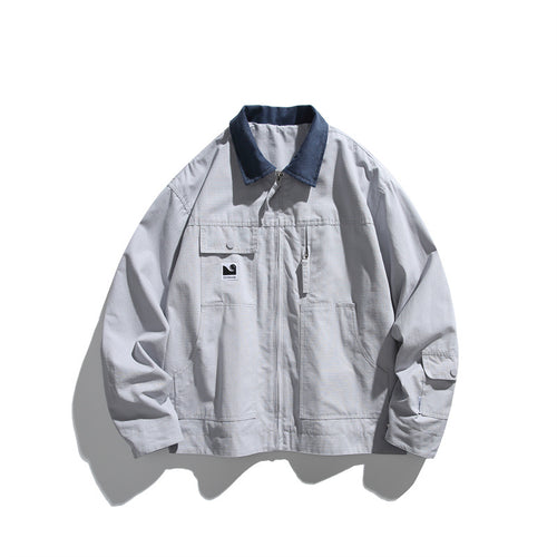 Herren Boxy-Workwear-Blousonjacke mit Kontrastkragen und Mehrfach-Taschen Nord Taschen