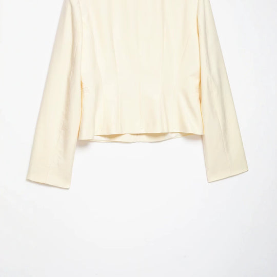 Damen Cropped Militärblazer mit Stehkragen, Zierstreifen und goldenen Statementknöpfen Nord Taschen