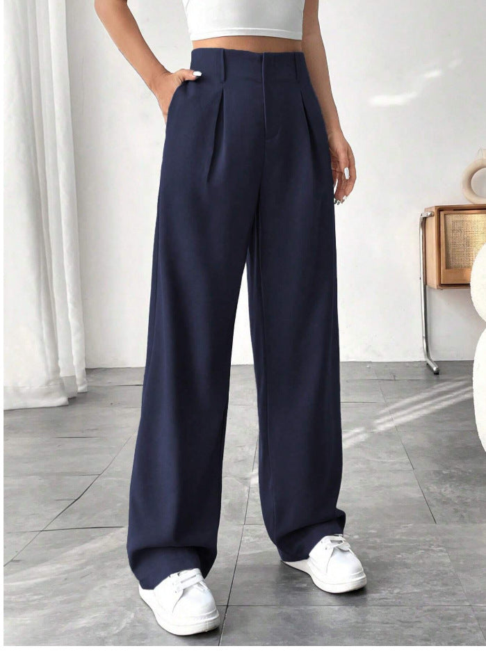 Damen Elegante Bundfaltenhose mit weitem Schnitt