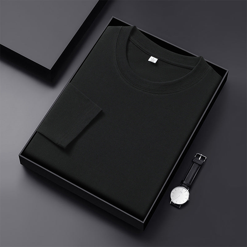 Herren Langarmshirt aus Premium-Baumwollmix mit Rundhalsausschnitt und feiner Rippstruktur Nord Taschen