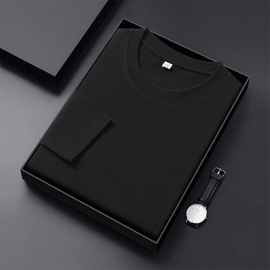Herren Langarmshirt aus Premium-Baumwollmix mit Rundhalsausschnitt und feiner Rippstruktur Nord Taschen