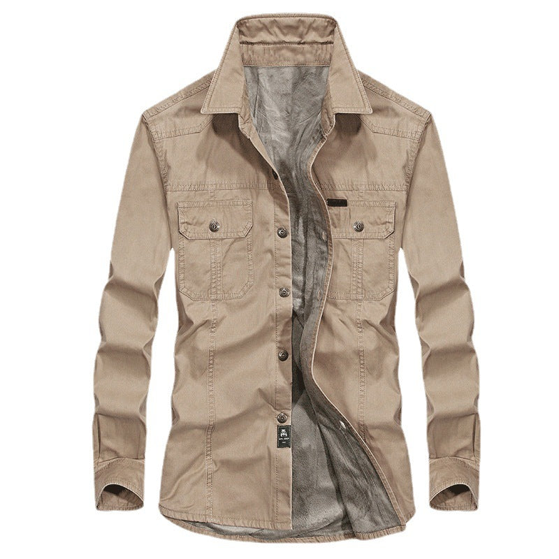 Herren Leicht gefütterte Canvas-Worker-Hemdjacke mit Brustpattentaschen Nord Taschen