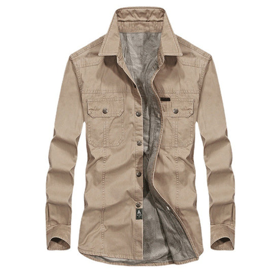 Herren Leicht gefütterte Canvas-Worker-Hemdjacke mit Brustpattentaschen Nord Taschen