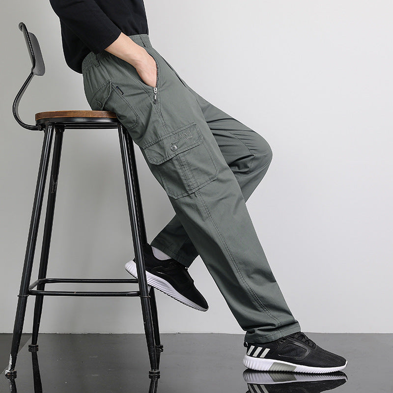 Herren Lockere Cargohose mit elastischem Bund, Multifach‑Taschen & geradem Bein Nord Taschen