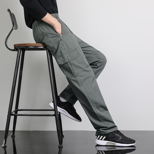Herren Lockere Cargohose mit elastischem Bund, Multifach‑Taschen & geradem Bein Nord Taschen