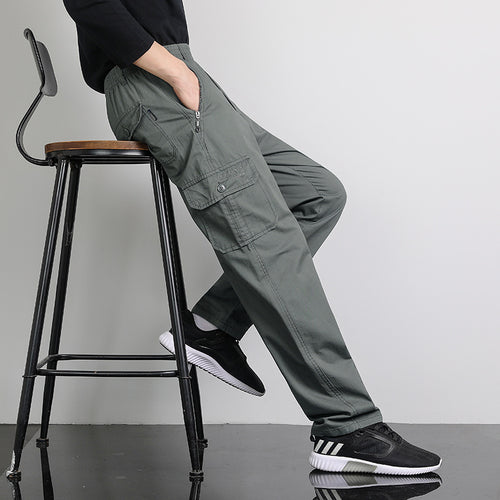 Herren Lockere Cargohose mit elastischem Bund, Multifach‑Taschen & geradem Bein Nord Taschen