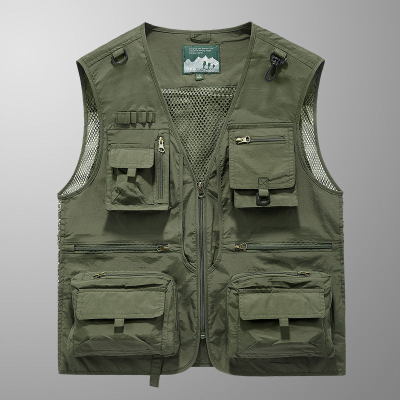 Herren Multifunktionale Angler- und Utility‑Weste mit Mesh‑Einsätzen und Mehrfach‑Taschen Nord Taschen